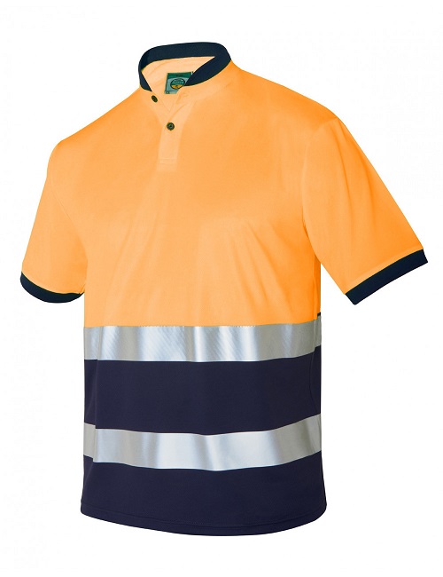 4766. Polo Alta Visibilidad, Manga Corta, Cuello Mao. 100% Poliéster 