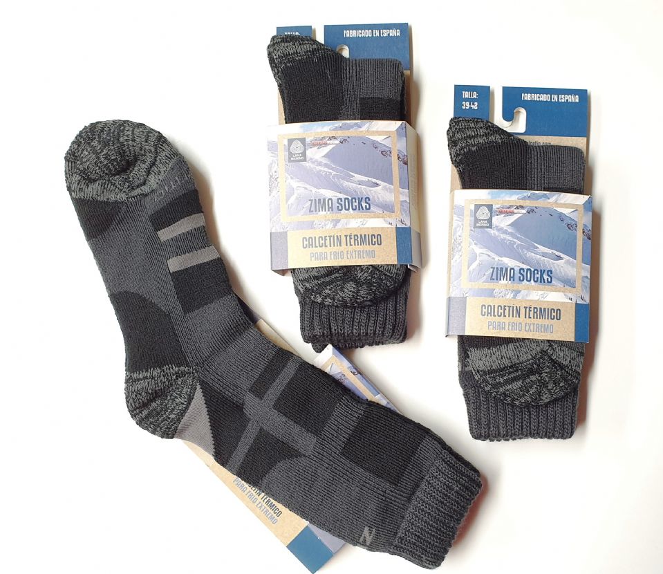 ZIMA. Calcetín Frío Extremo. 40% Lana Merino - 25% Thermolite - 25% Acrílico (tacto lana) - 5% Elastano - 5% Poliamida