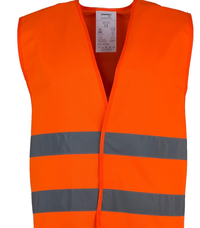 WTP-K. Chaleco Naranja Alta Visibilidad. 100% Poliéster 