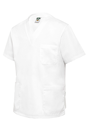 4564. Casaca Cuello Pico, Manga Corta Confort Fit. 65% Poliéster - 35% Algodón
